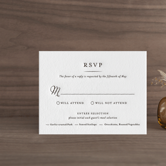Delicate Grace Letterpress RSVP Cards by Olivia Raufman Minted