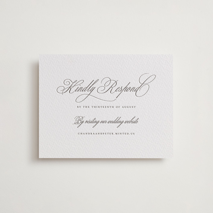 Calligraphie Letterpress RSVP Online Enclosure Cards by Wildfield Paper Co Minted