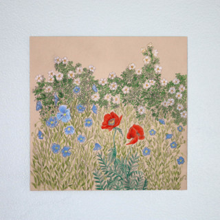 This is a green original art by Janie Allen called late spring morning in standard