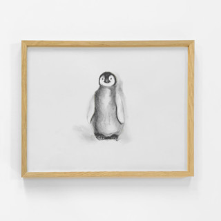 This is a natural original art by Teju Reval called penguin in standard
