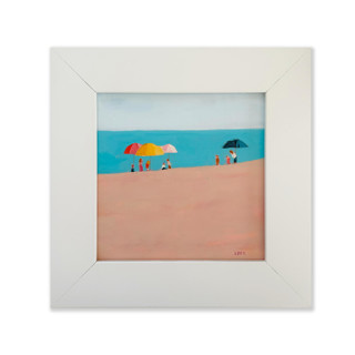 This is a multicolor original paintings by Lindsay Megahed called beach umbrellas in standard