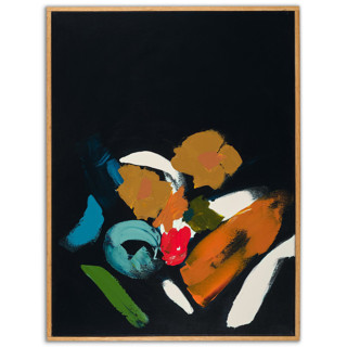 This is a multicolorassorted-colors original paintings by Caryn Owen called abstract black botanical painting in standard