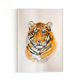 This is a multicolorassorted-colors original paintings by Alexandra Dzh called tiger watercolor painting in standard