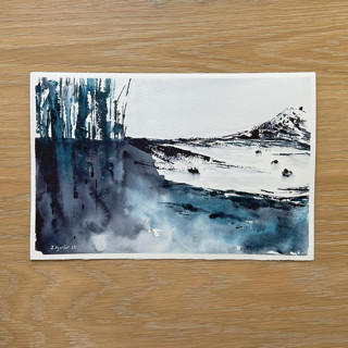 This is a blue original paintings by Isabel Aguilar - Isolda called frozen mountain 1 in standard