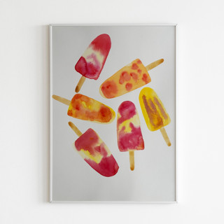 This is a multicolor original paintings by Alexandra Dzh called watercolor ice cream original painting in standard