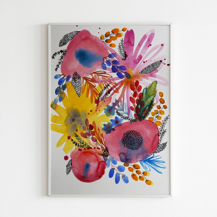 Watercolor Flowers Original Painting