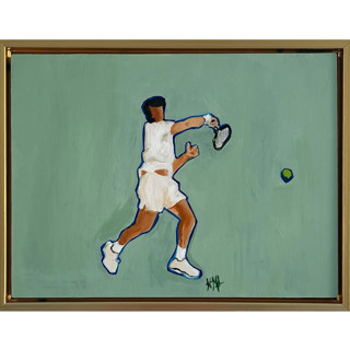 This is a green original paintings by Nicole Simms called backhand in standard