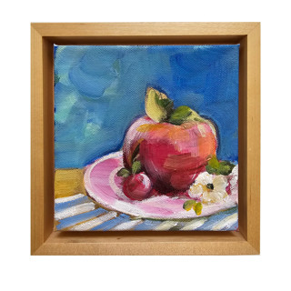 This is a red original paintings by AlisonJerry called apple with cherry blossom in standard