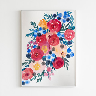 This is a multicolorassorted-colors original paintings by Alexandra Dzh called blossom breeze watercolor painting in standard