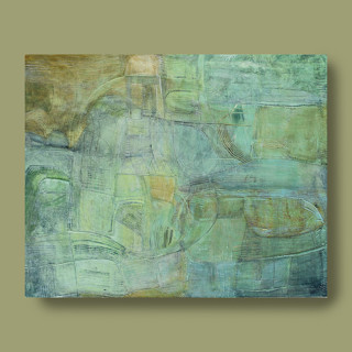 This is a green original paintings by Carol Barber called bimini road in standard