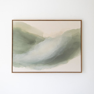 This is a green original paintings by Rebecca King called softening light in standard