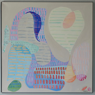 This is a beige original paintings by Kathryn Kelly called pancakes on saturday in standard