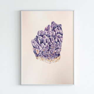 This is a purple original paintings by Alexandra Dzh called amethyst glow watercolor painting in standard