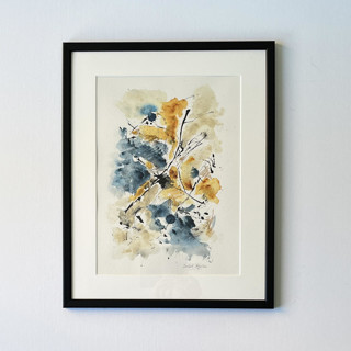 This is a multicolor original paintings by Isabel Aguilar - Isolda called lines and shapes in standard