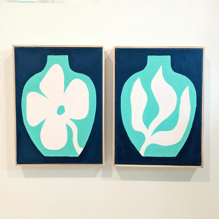 MIN-BV7-MAK - Paired Petals - Set of 2 Original Acrylic Painting