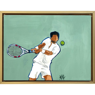 This is a green original paintings by Nicole Simms called the tennis in standard