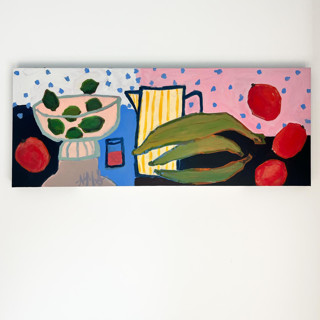 This is a multicolorassorted-colors original paintings by Nicole Simms called guava juice in standard
