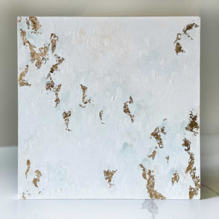 This is a white original paintings by Nicoletta Savod called gilded seafoam in standard