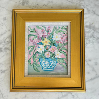 MIN-E4S-MAK - “Petals in Porcelain” – 14” x 16“ framed original painting