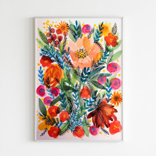 This is a multicolorassorted-colors original paintings by Alexandra Dzh called summer bloom original painting in standard