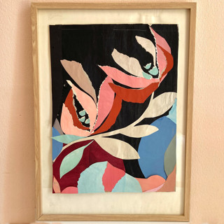 This is a black original paintings by cyrille gulassa called magnolia majesty in standard