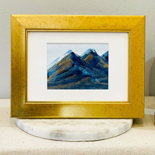 This is a blue original paintings by Golden Lines and Silver Linings called chart your course through the wilderness in standard