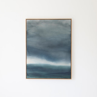 This is a blue original paintings by Rebecca King called through the quiet glow in standard