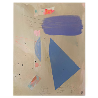 This is a blue original paintings by Nicole Simms called sailing on little lagoon in standard