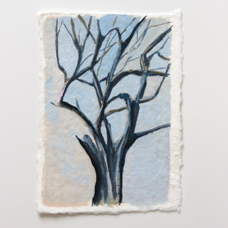This is a blue original paintings by Weronika Zubek called blue tree - small painting in standard