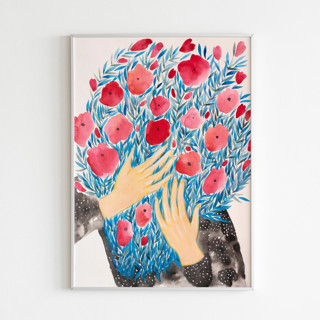 This is a multicolorassorted-colors original paintings by Alexandra Dzh called bouquet original painting in standard