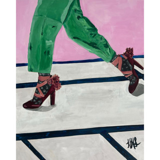 This is a multicolorassorted-colors original paintings by Nicole Simms called strut in standard