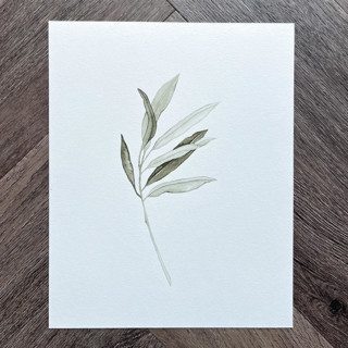This is a green original paintings by Angele Kamp called olive branch in standard