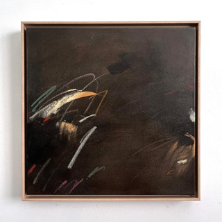 This is a brown original paintings by Shiho Whitehead called room 704 in standard