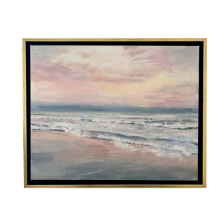 This is a multicolor original paintings by Lindsay Kelly Art called coastal sunset original framed canvas painting in standard