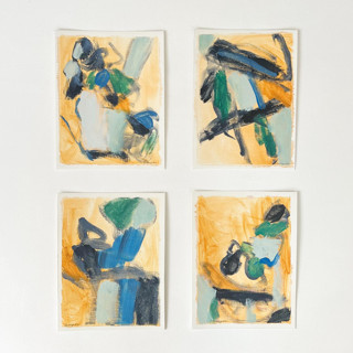 This is a yellow original paintings by Mary Gaspar called kitchen conversation in standard