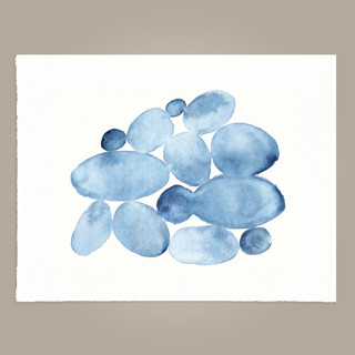 This is a blue original paintings by Danushka Abeygoda called indigo water stones 02 in standard