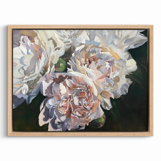 This is a multicolor original paintings by Mandy Trimble Leonard called peaches and petals in standard