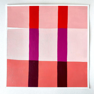 This is a multicolor original paintings by Katie Craig called poppy stripes original artwork in standard