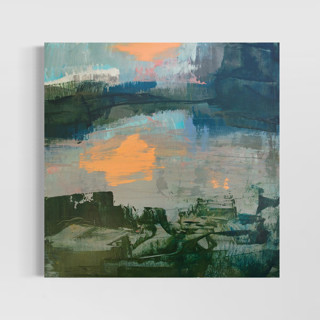 This is a multicolor original paintings by Stacy Kron called scouting 5 in standard