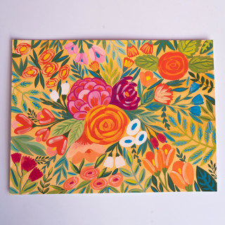 This is a multicolorassorted-colors original paintings by Alexandra Dzh called garden tapestry painting in standard