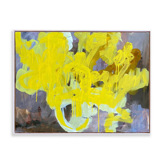 This is a yellow original paintings by Jessalin Beutler called fog and fire in standard