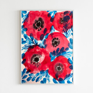 This is a multicolorassorted-colors original paintings by Alexandra Dzh called summer poppies painting in standard