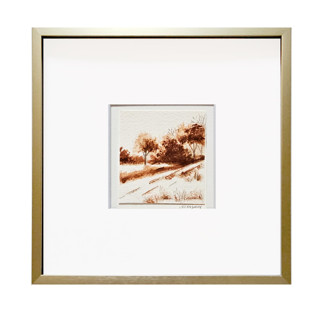 This is a brown original paintings by AlisonJerry called country trees iii in standard