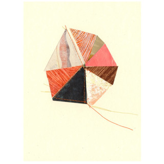 This is a pink mixed media by christy dehoog johnson called stitched geode 6 in standard
