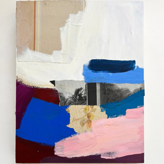 This is a blue mixed media by Morgan Kendall called ashore in standard