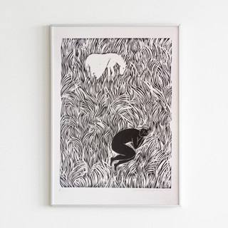 This is a black mixed media by Alexandra Dzh called dream in standard