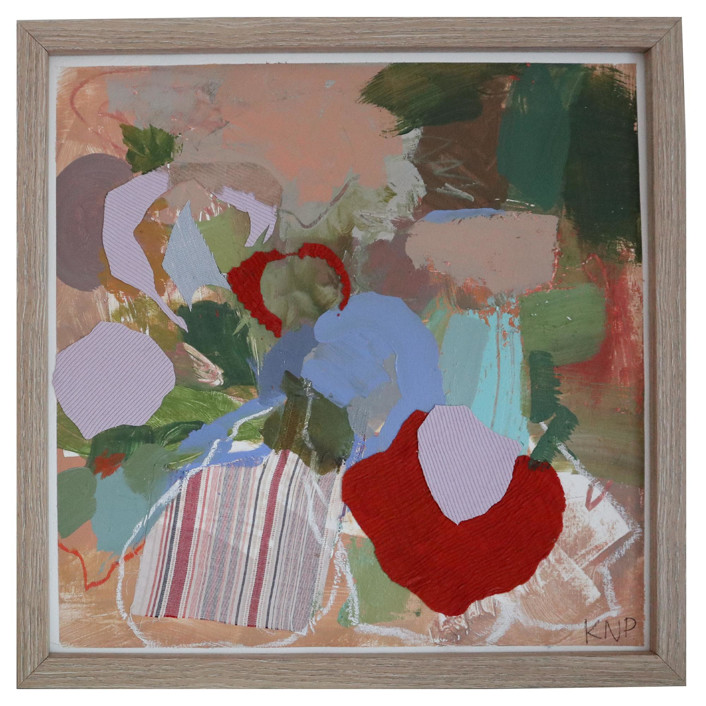 Summer Bouquet, Framed Original Floral Painting, Contemporary Abstract Floral, 12x12