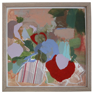 MIN-6XA-MAM - Summer Bouquet, Framed Original Floral Painting, Contemporary Abstract Floral, 12x12