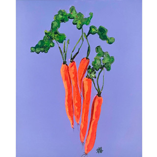 This is a purple mixed media by Nicole Simms called carrots in standard