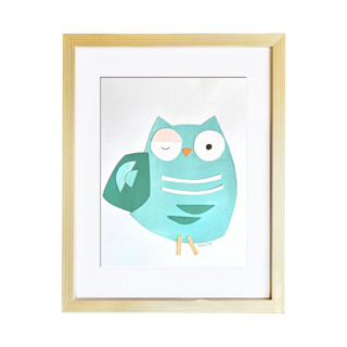 This is a blue mixed media by AlisonJerry called teal owl in standard